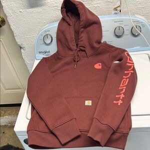 Carhartt Brown Hoodie with Red Logo